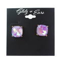 X-Large Square Rounded Edge Rhinestone Stud Earrings