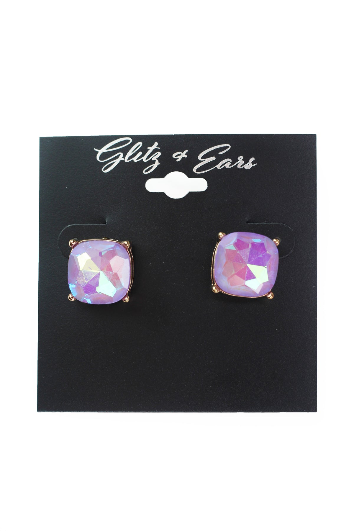 X-Large Square Rounded Edge Rhinestone Stud Earrings