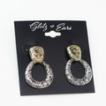 2-Toned Hanging Oval Design Earrings