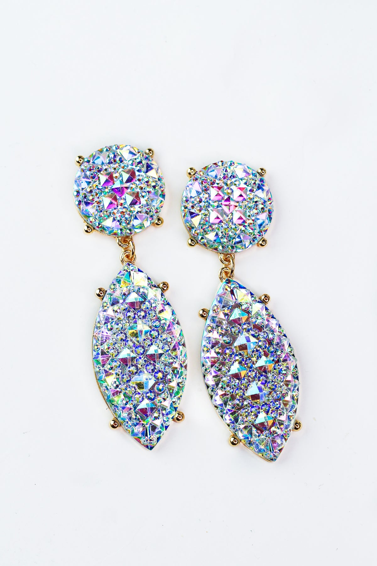Large Rhinestone Stud &amp; Marquee Dangling Earrings