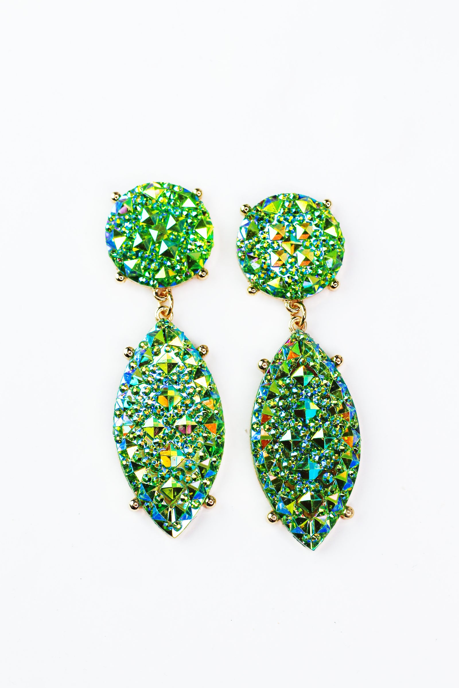 Large Rhinestone Stud & Marquee Dangling Earrings