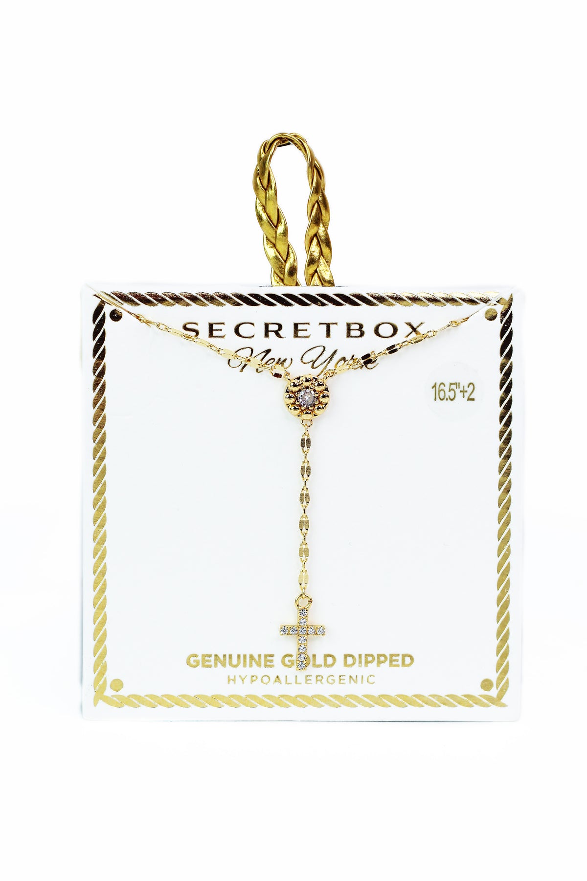 Oval Rhinestone Studded Dangling Cross Necklace