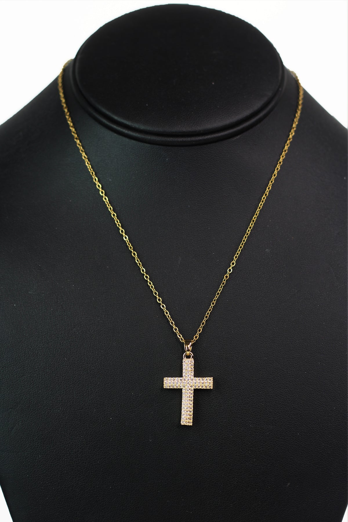 3- Row Dainty Rhinestone Cross Necklace