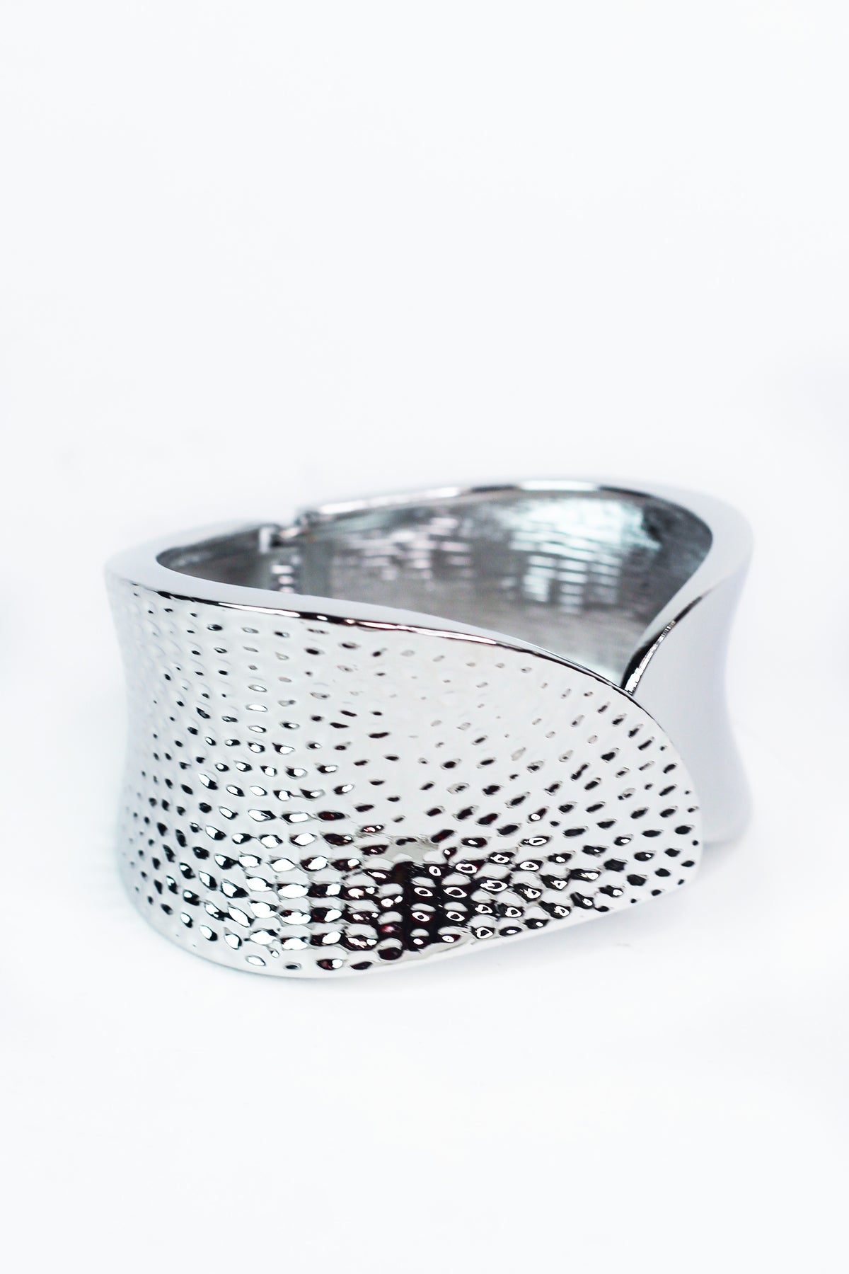 Fold Over 1/2 Hammered Hinge Cuff Bracelet