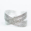 6 Row Rhinestone Criss Cross Cuff Bracelet