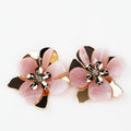 Large Flower Rhinestone Center Earrings