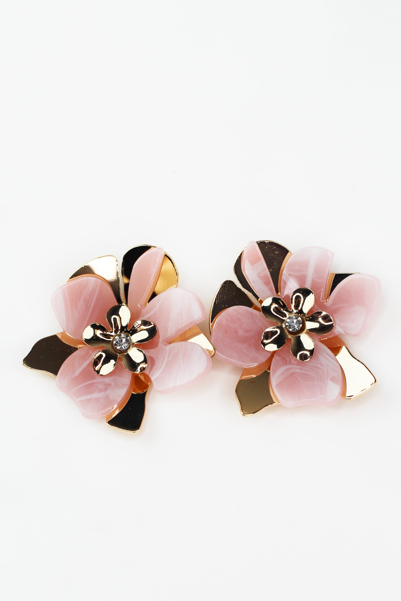 Large Flower Rhinestone Center Earrings