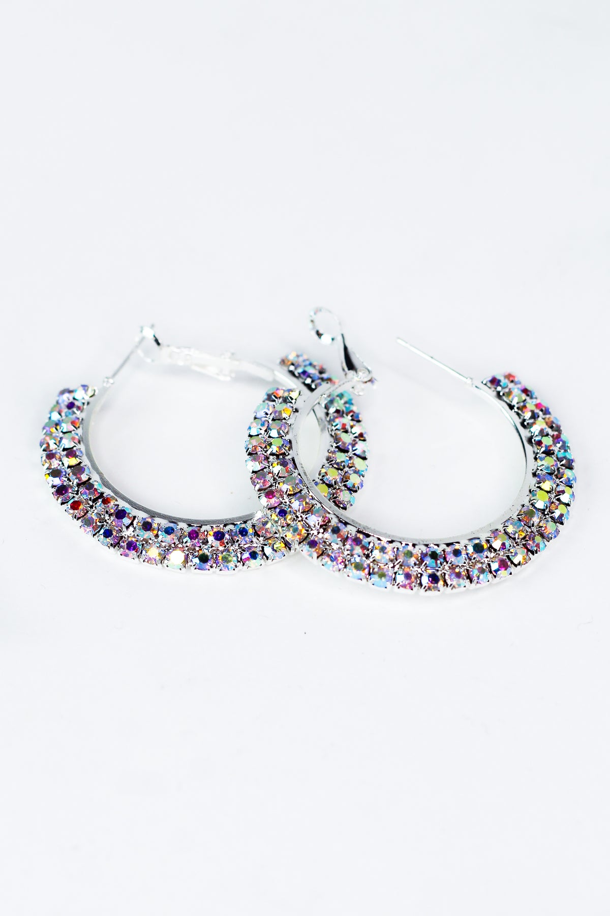 2 Row Outside Rhinestone Earrings