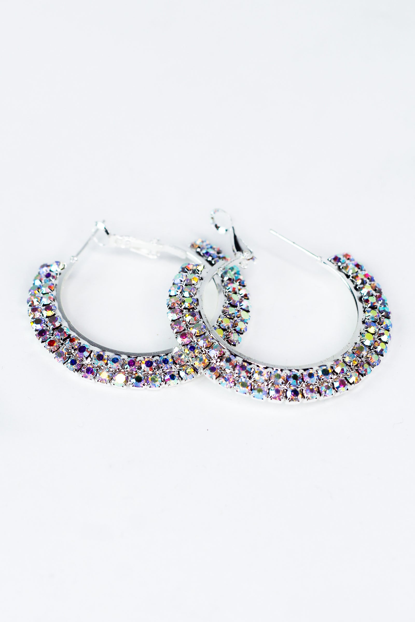 2 Row Outside Rhinestone Earrings
