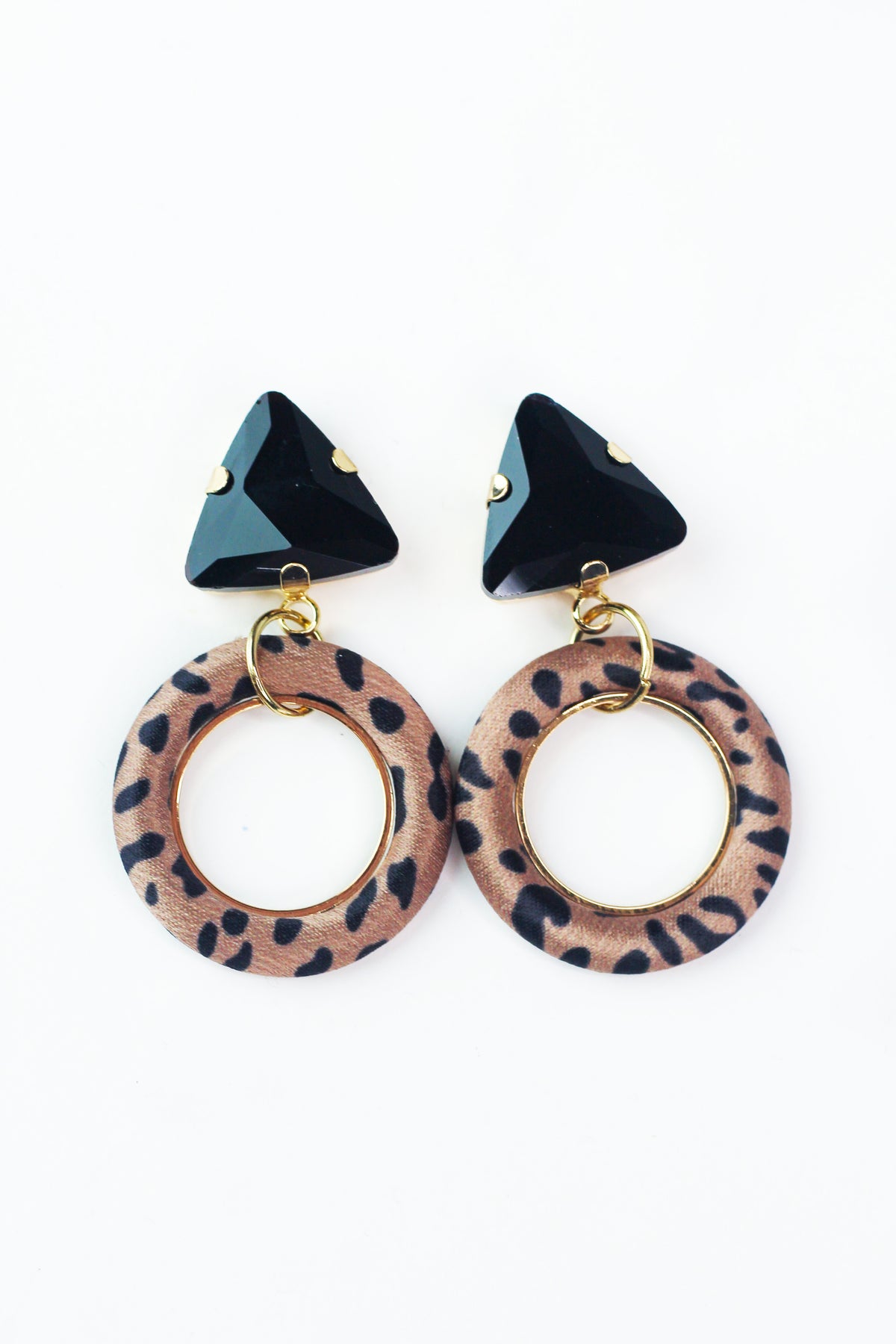 Triangle Rhinestone Drop Hoop Earrings