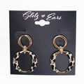 Animal Print Bottom Rhinestone Connected Double Hoop Drop Earring