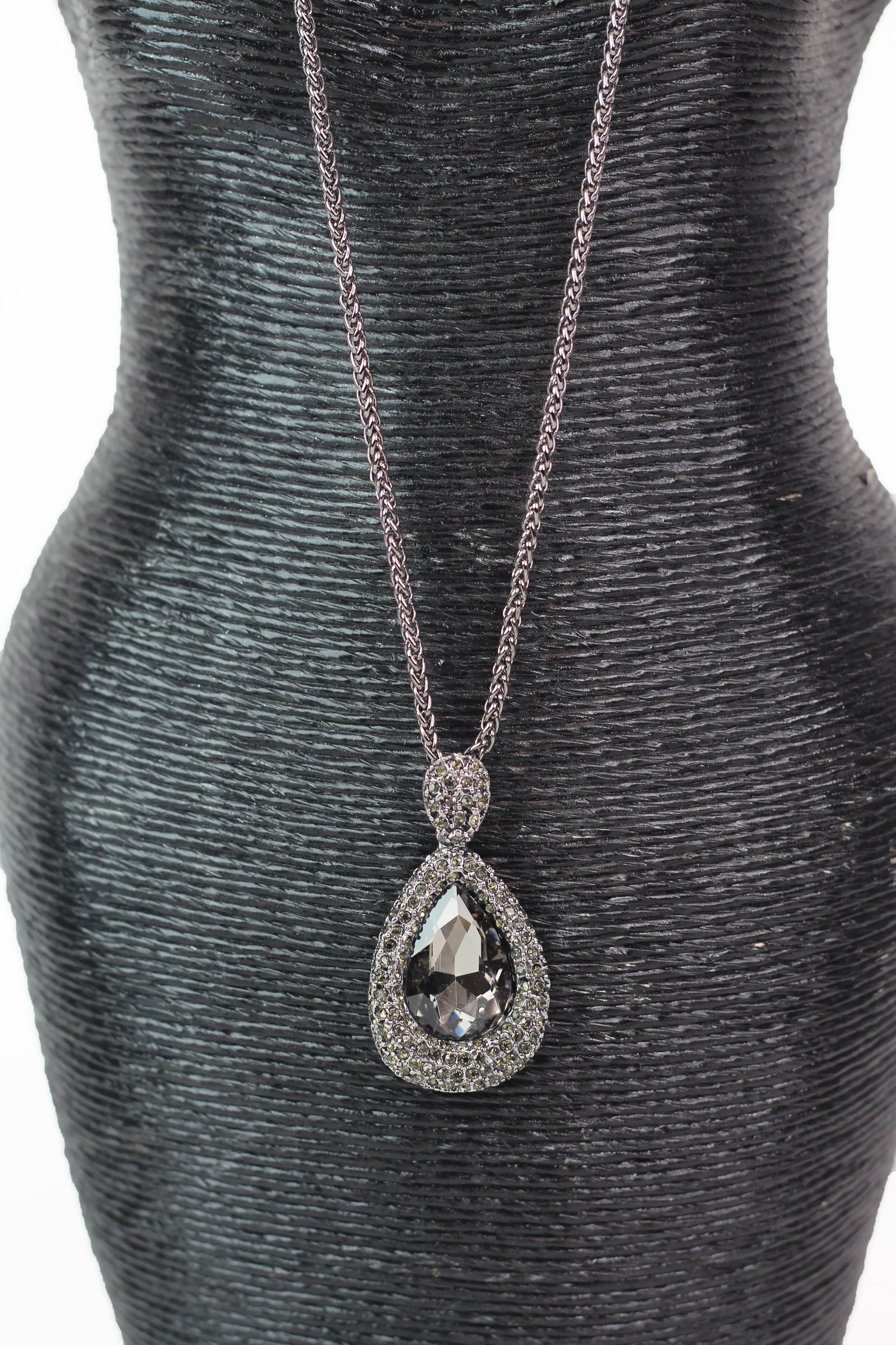 Framed Almond Rhinestone Center Pendant Necklace