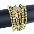 Pave Angel Wing Beaded Stretch Bracelet Set