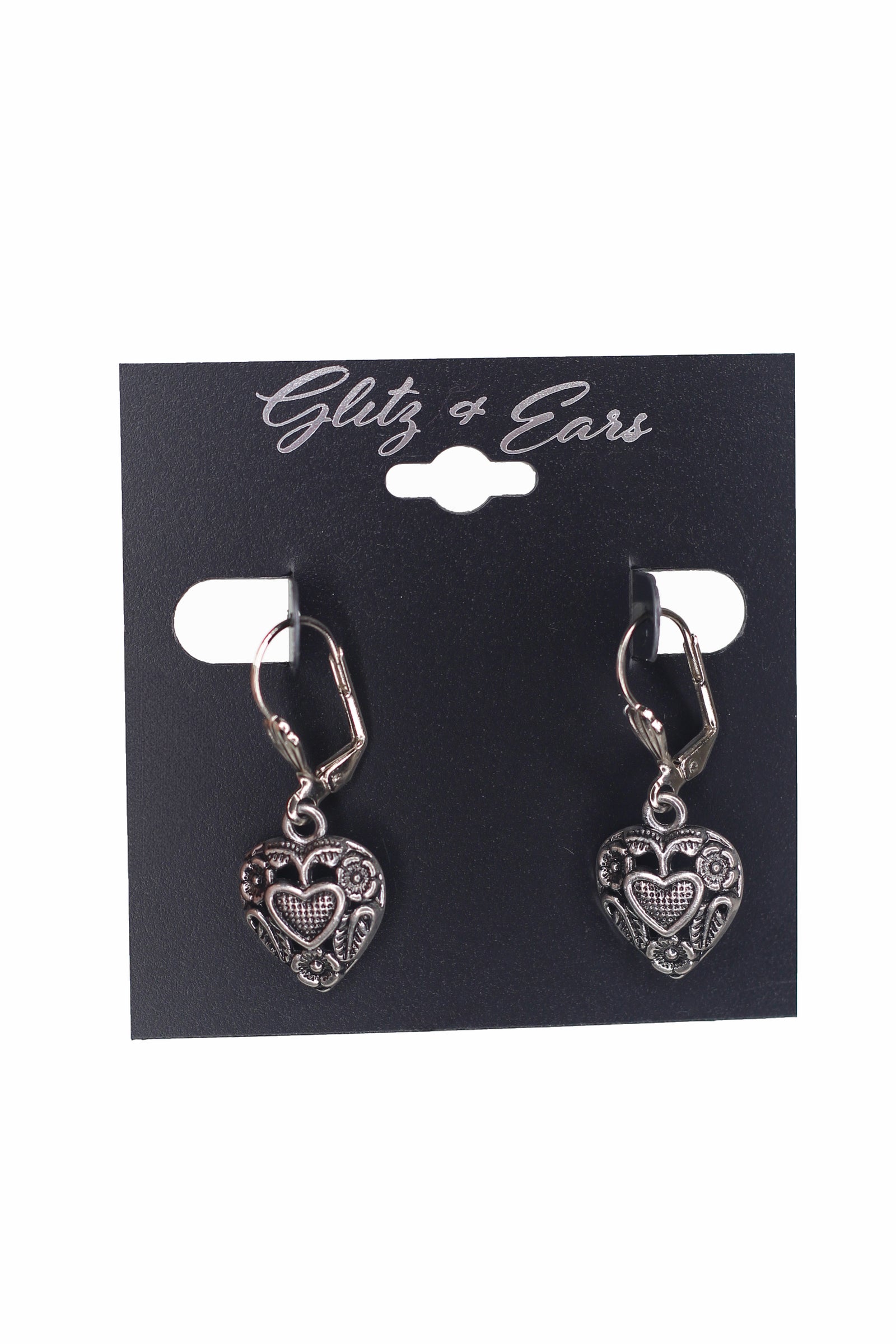 Small Metal Dangling Heart Earrings