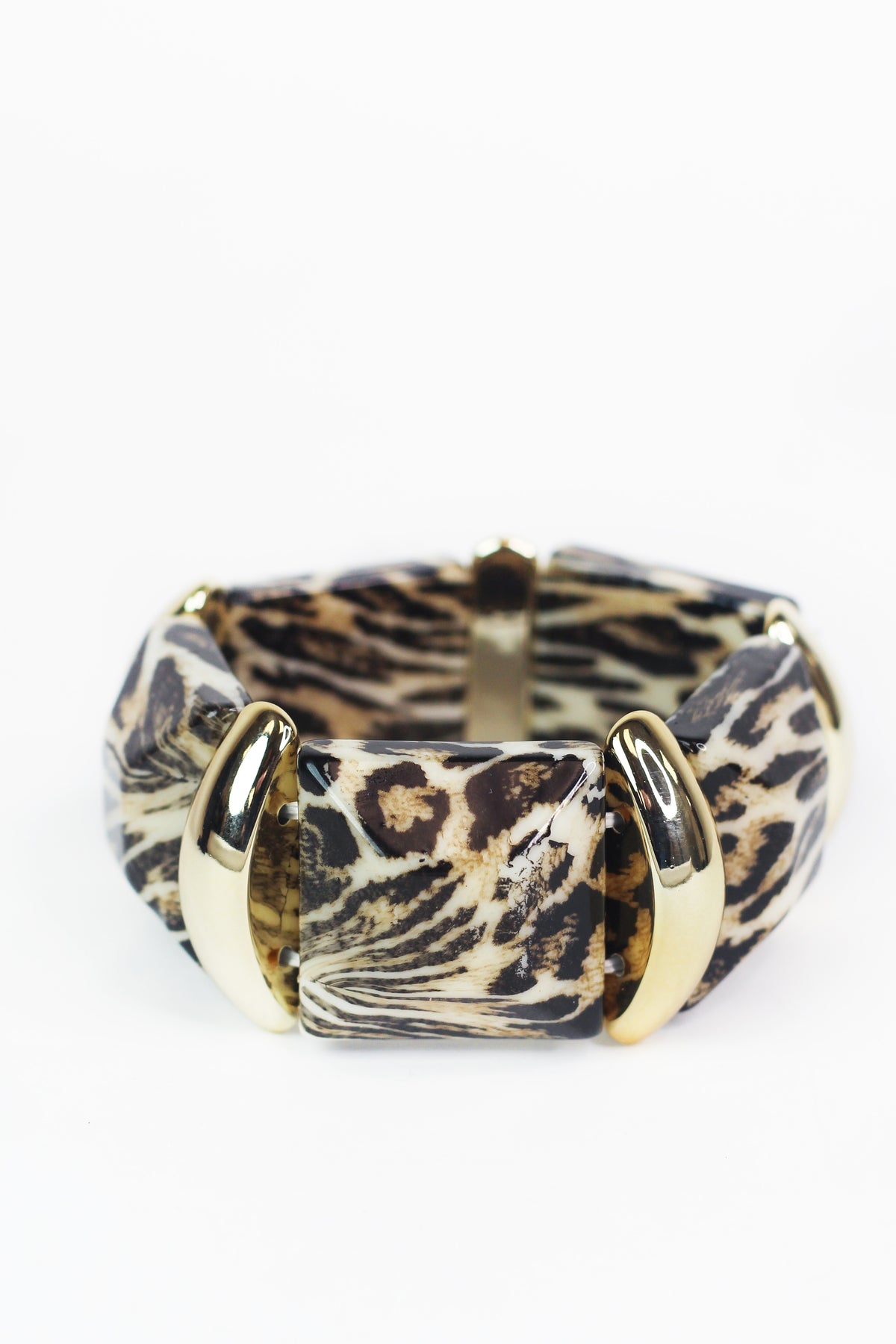 Chunky Animal Print Gold Accent Bracelet