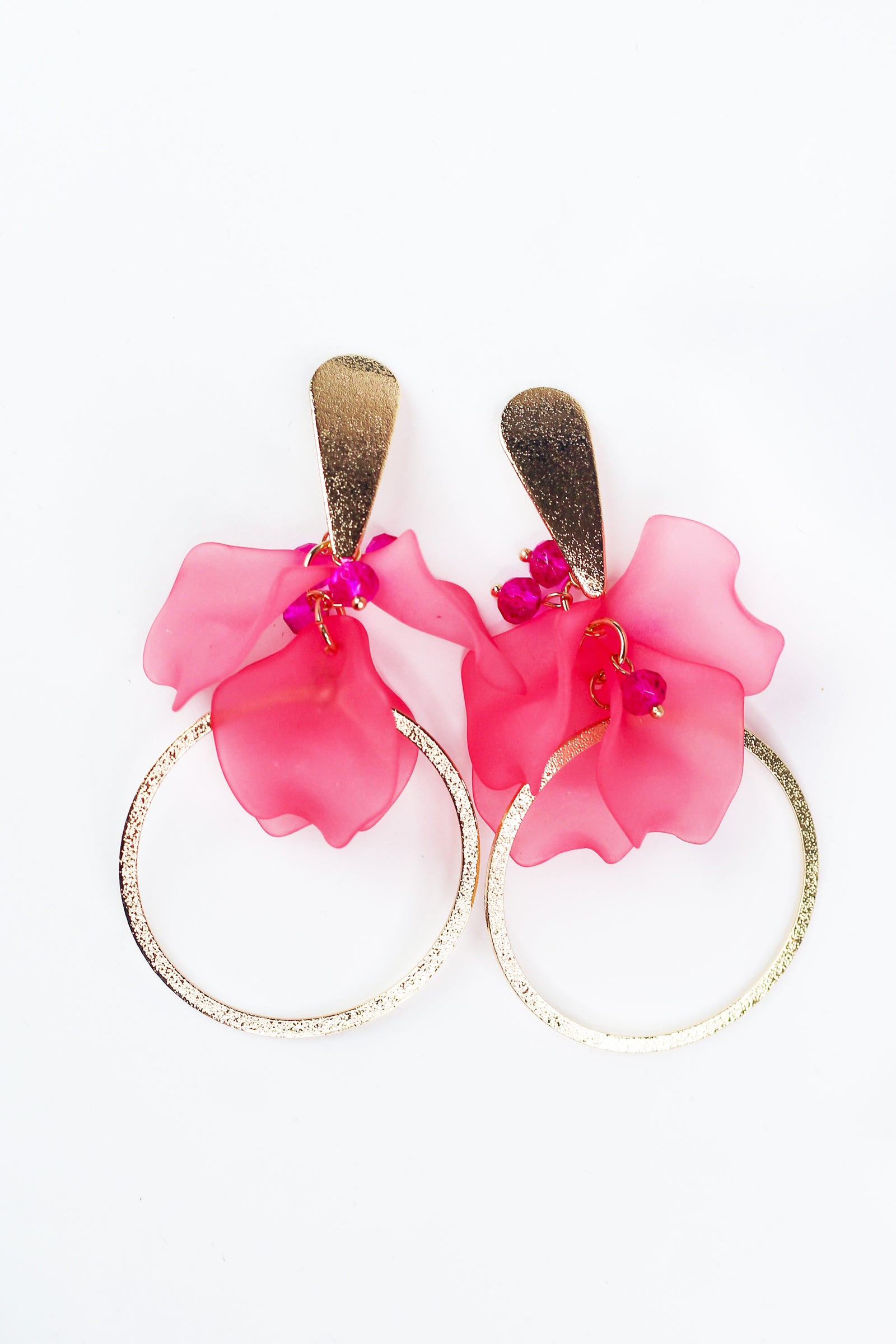 Dangling Floral Hoop Earrings