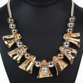 2 Tone Metal Rhinestone Statement Necklace