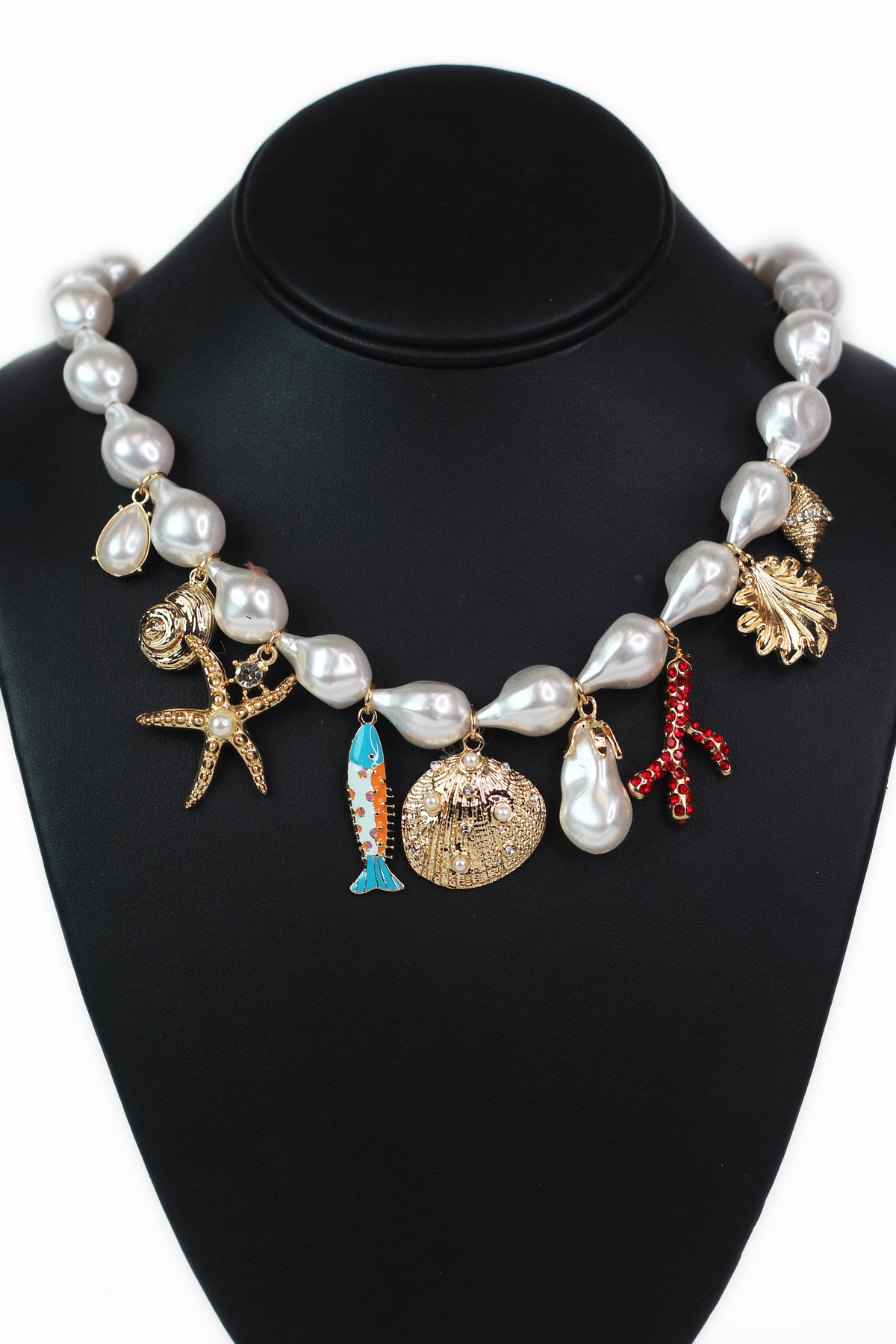 Pearl Sea Life Charm Statement Necklace