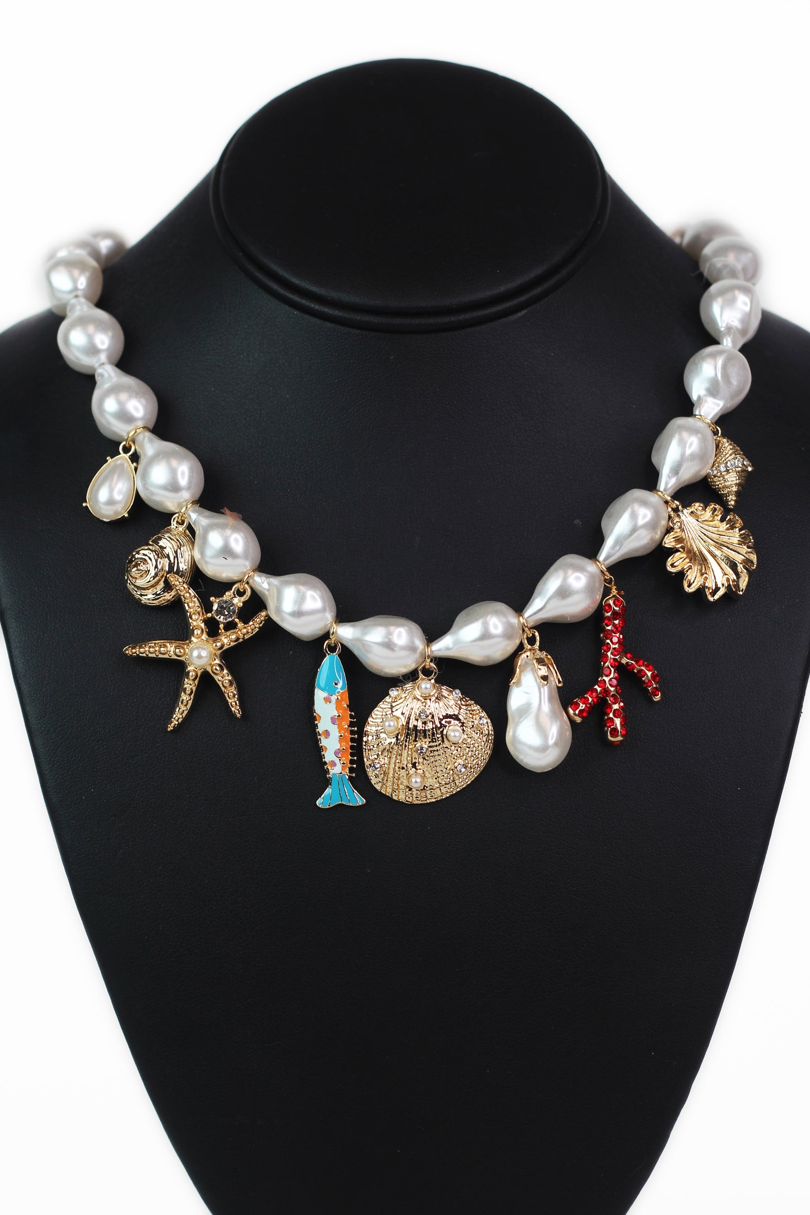 Pearl Sea Life Charm Statement Necklace