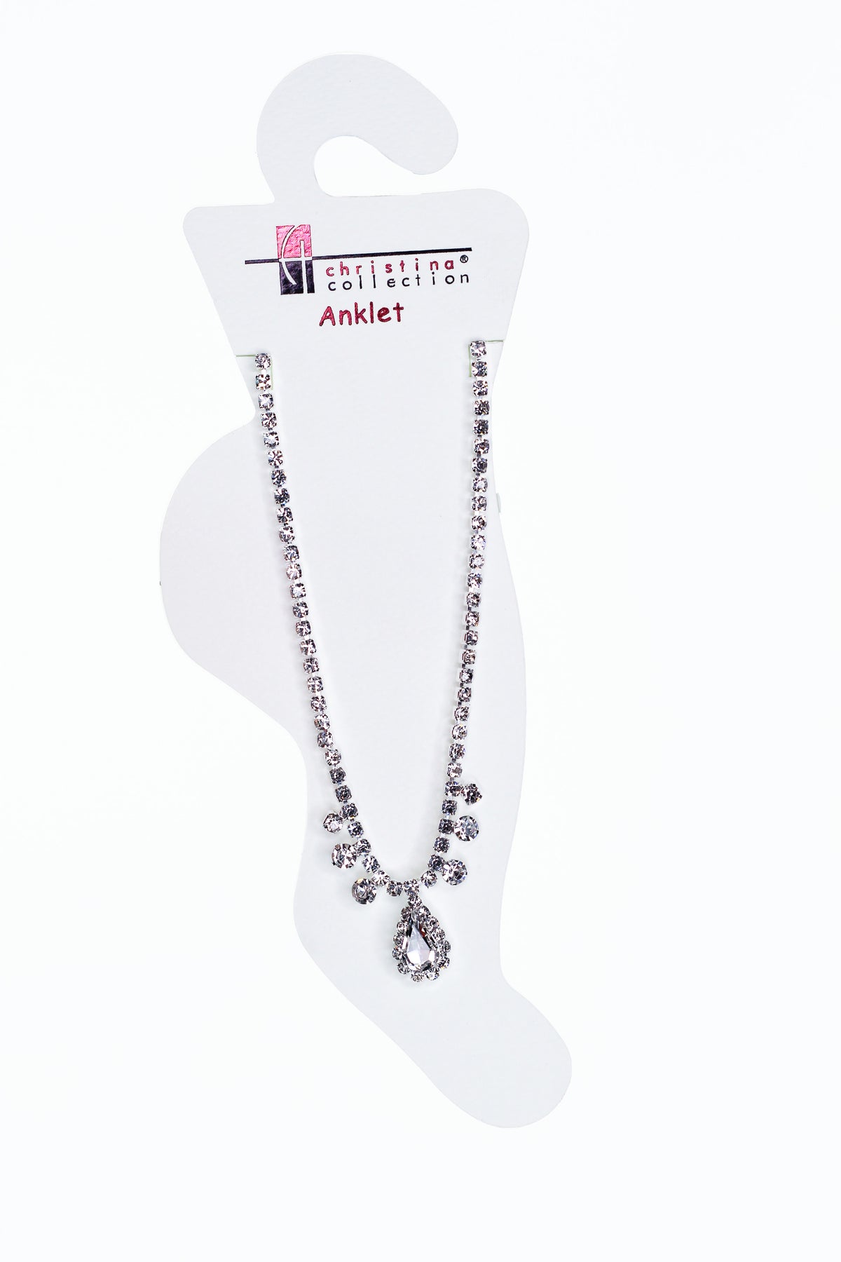 Rhinestone Teardrop Anklet