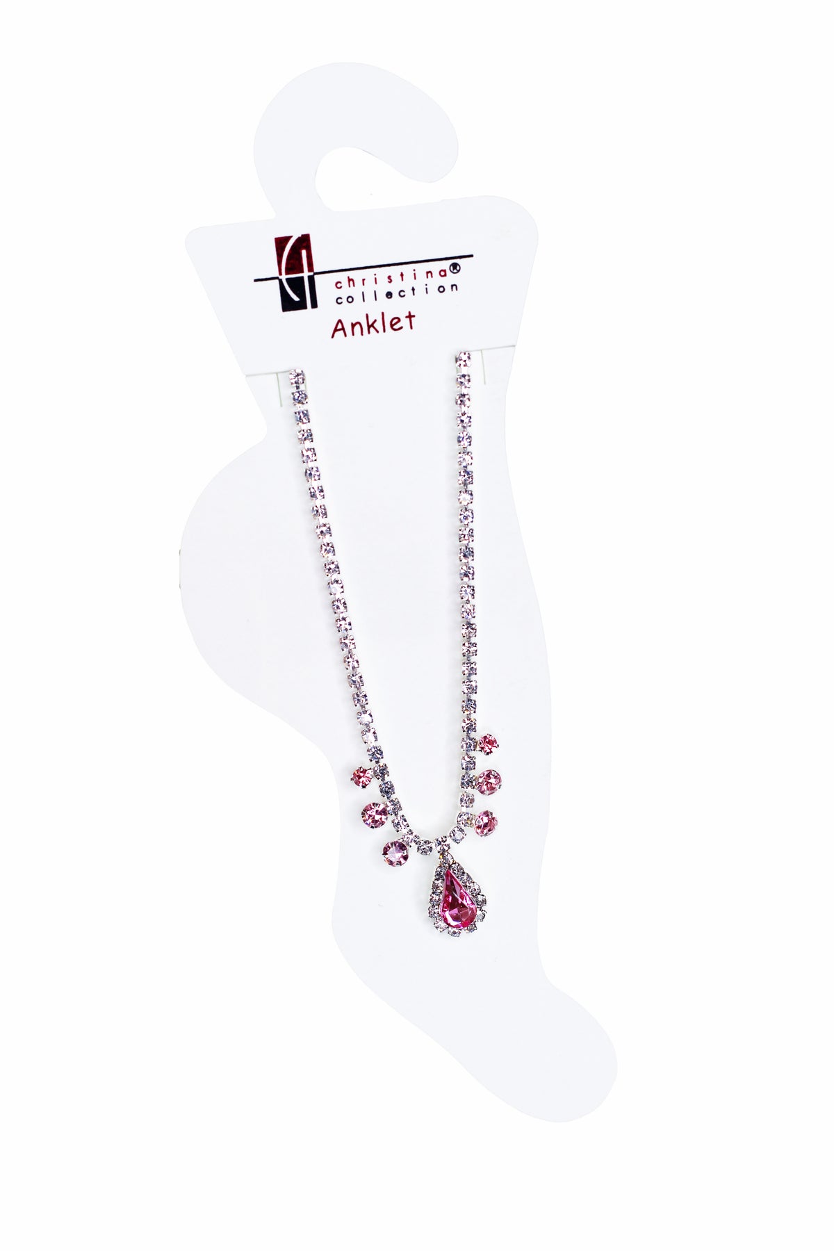 Rhinestone Teardrop Anklet