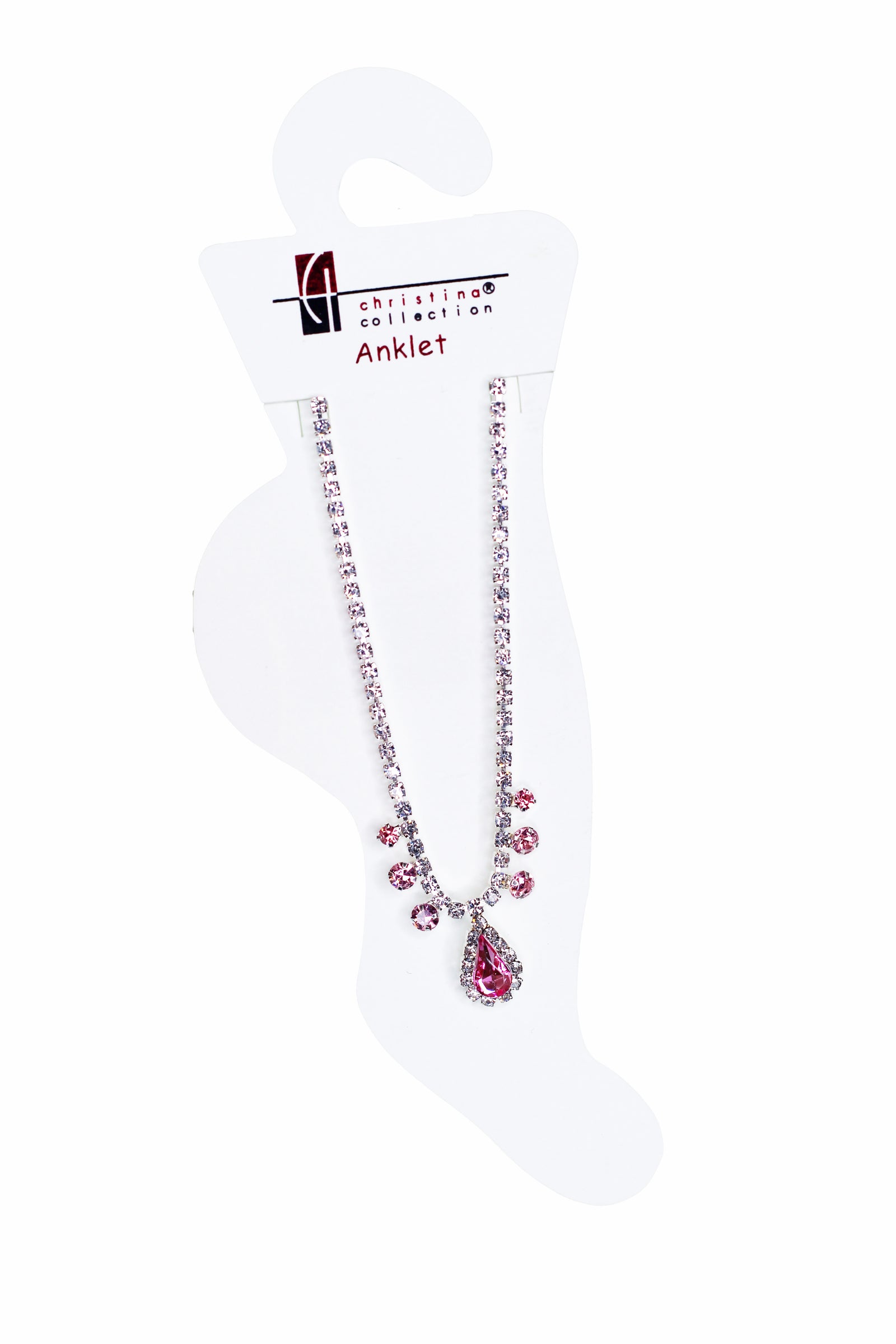 Rhinestone Teardrop Anklet