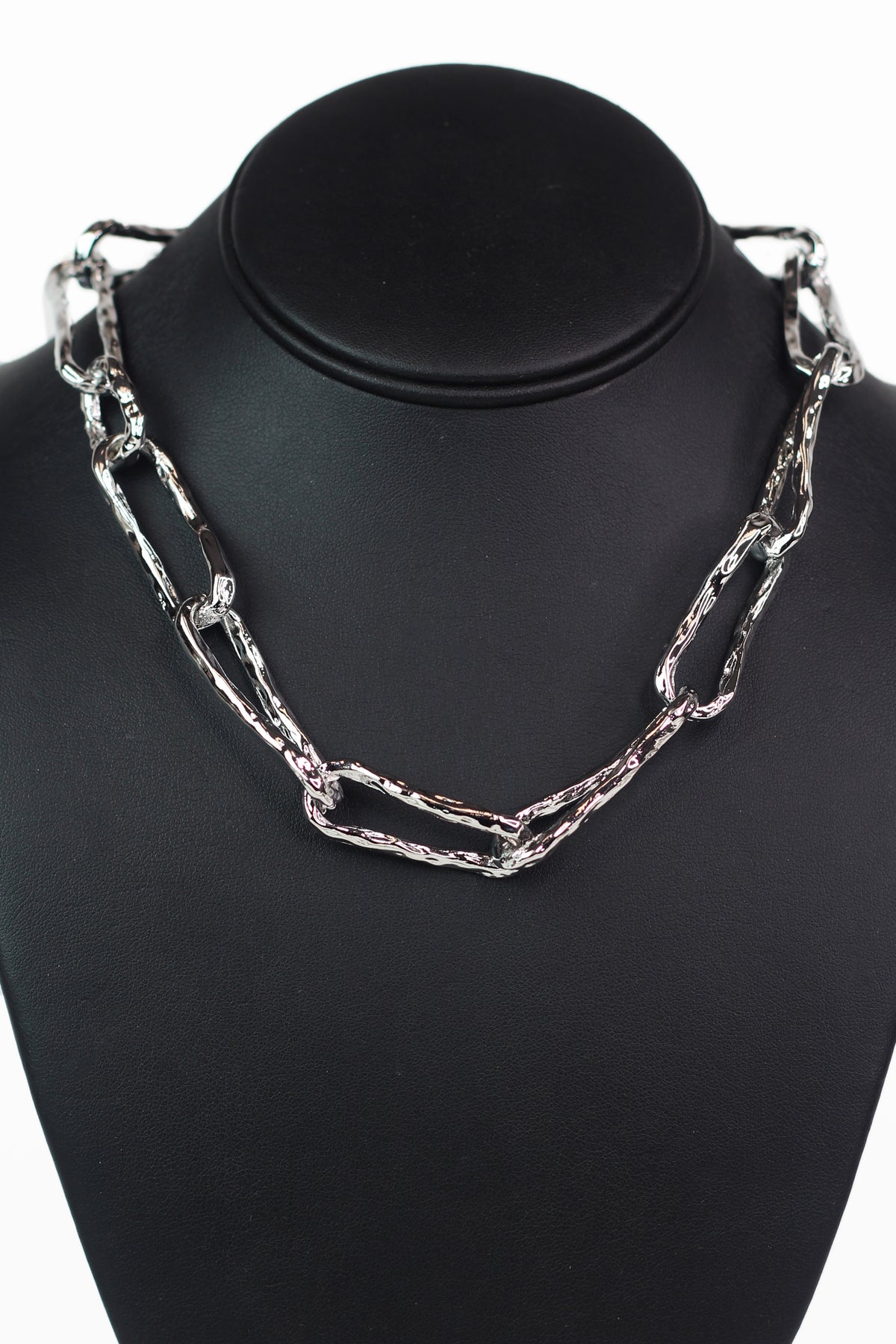 Hammered Textured Chunky Metal Statement Necklace