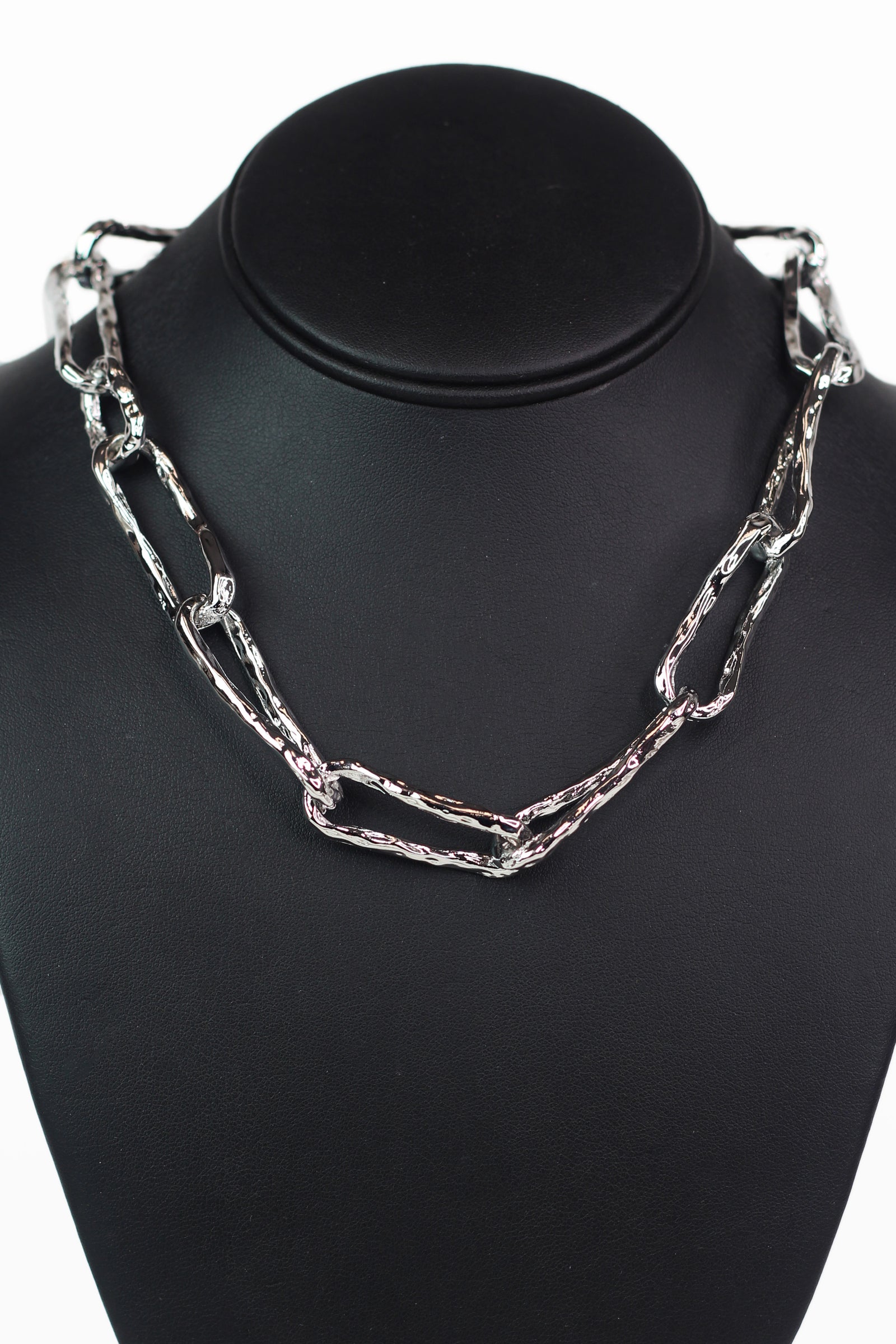 Hammered Textured Chunky Metal Statement Necklace