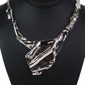 Bold Metal Abstract Crinkled Texture Necklace