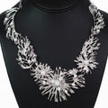 Radial Branch Flower Pearl Accent Statement Necklace