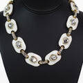 Vintage Geometric Enamel & Rhinestone Statement Necklace