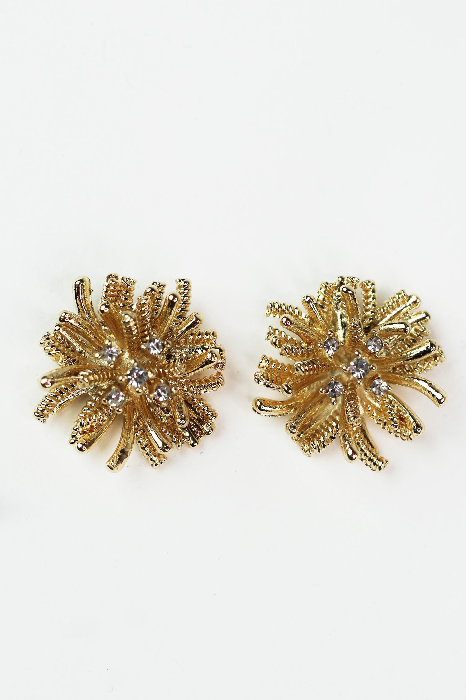 Flower Motif Rhinestone Earrings