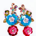 Rhinestone Post Drop Floral Earrings