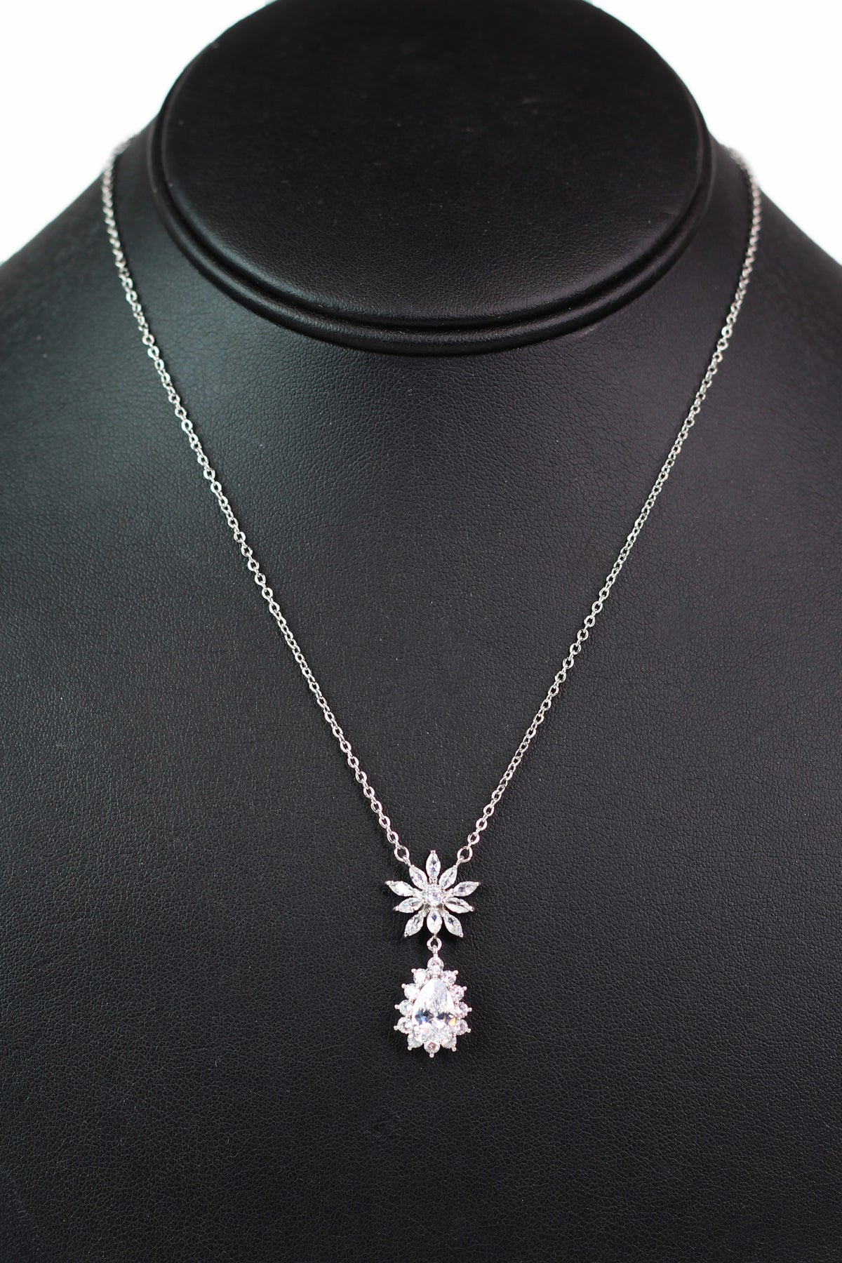 Almond Flower &amp; Teardrop Dangle Necklace