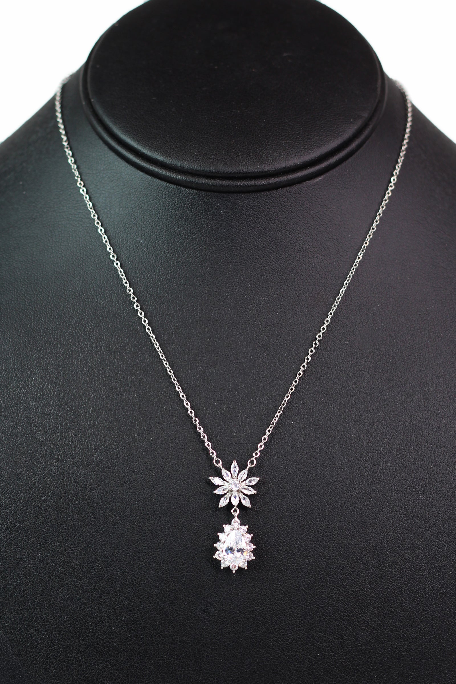 Almond Flower & Teardrop Dangle Necklace
