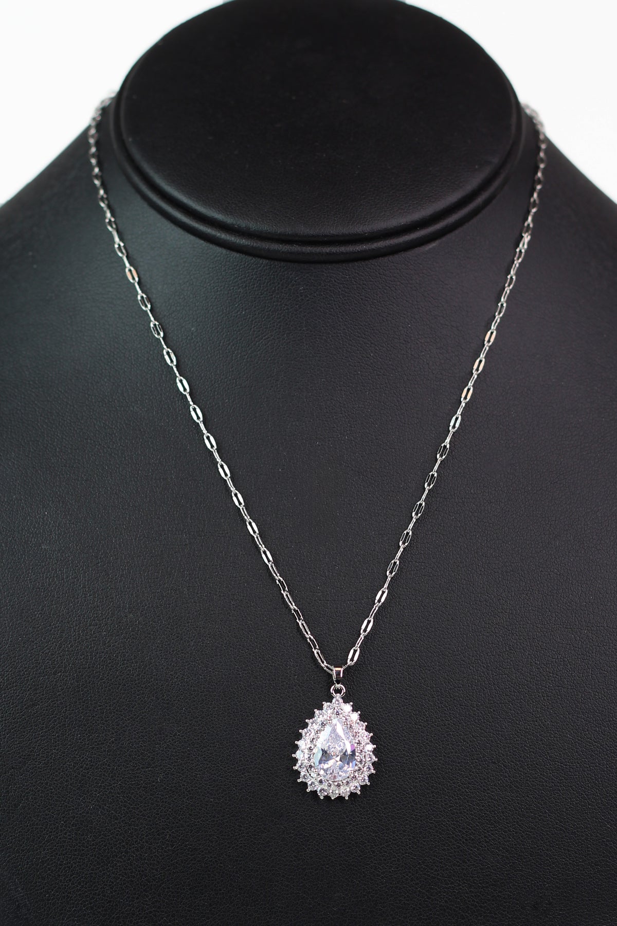 Two Row Trim Teardrop Pendant Necklace