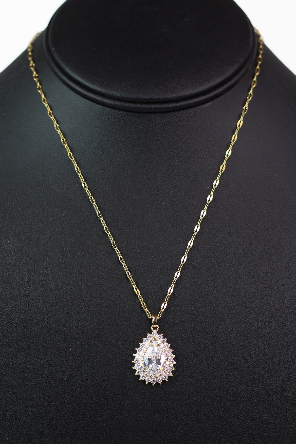 Two Row Trim Teardrop Pendant Necklace