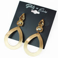 Teardrop & Emerald Stone Brush Open Teardrop Earring