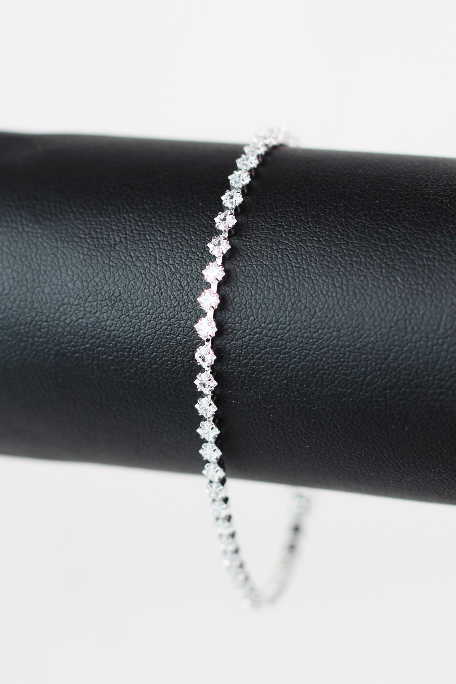 Dainty Extra Small Square Stone Row Tennis Bracelet
