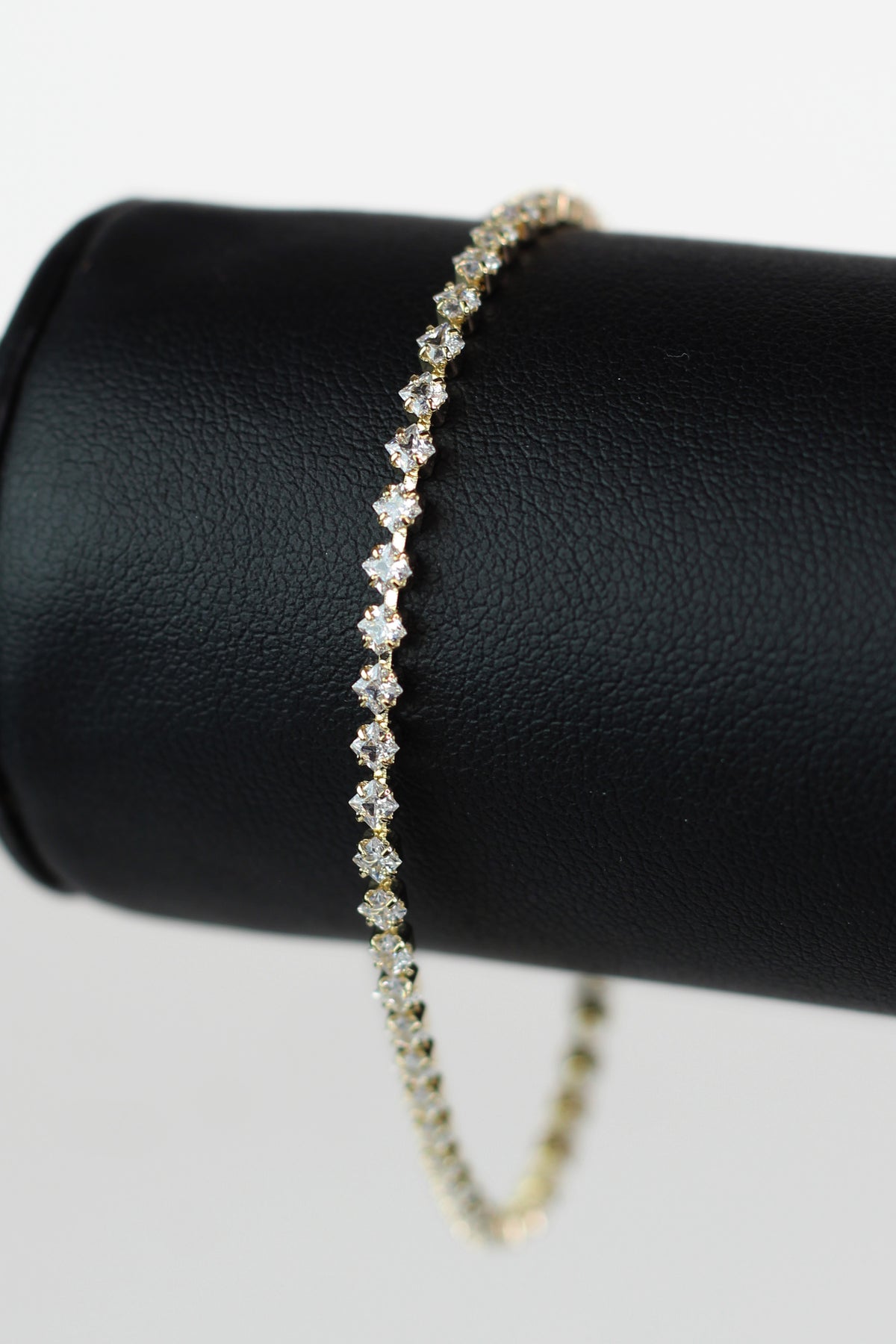 Dainty Extra Small Square Stone Row Tennis Bracelet