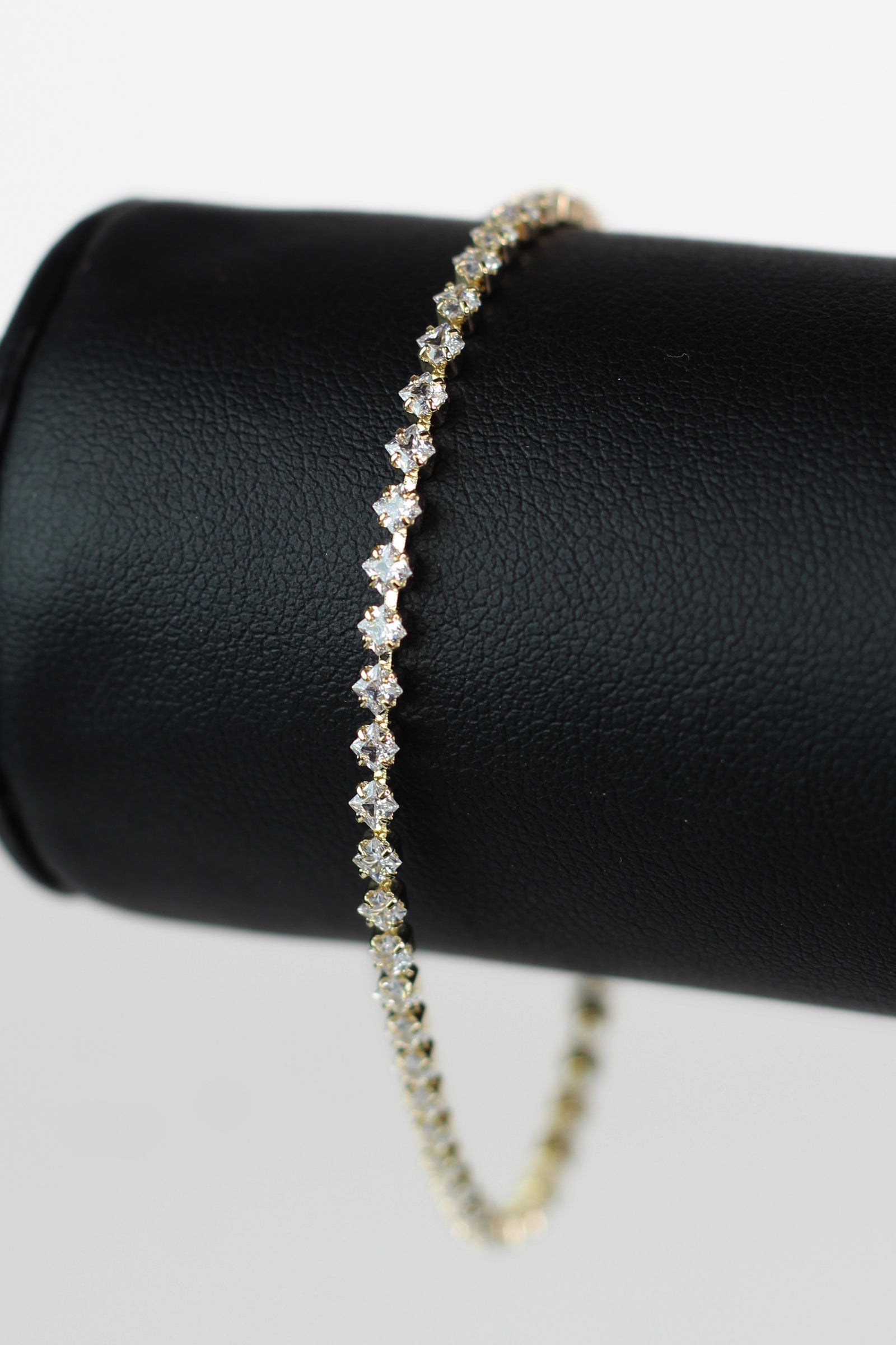 Dainty Extra Small Square Stone Row Tennis Bracelet
