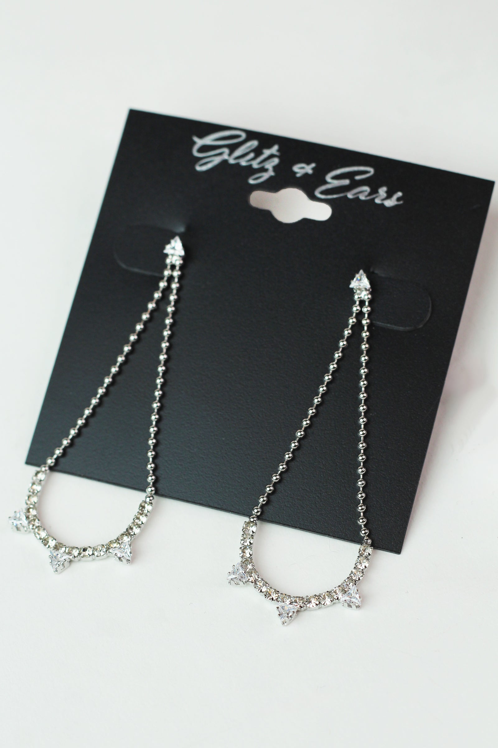 Three Upside Triangle Open Ball Earring