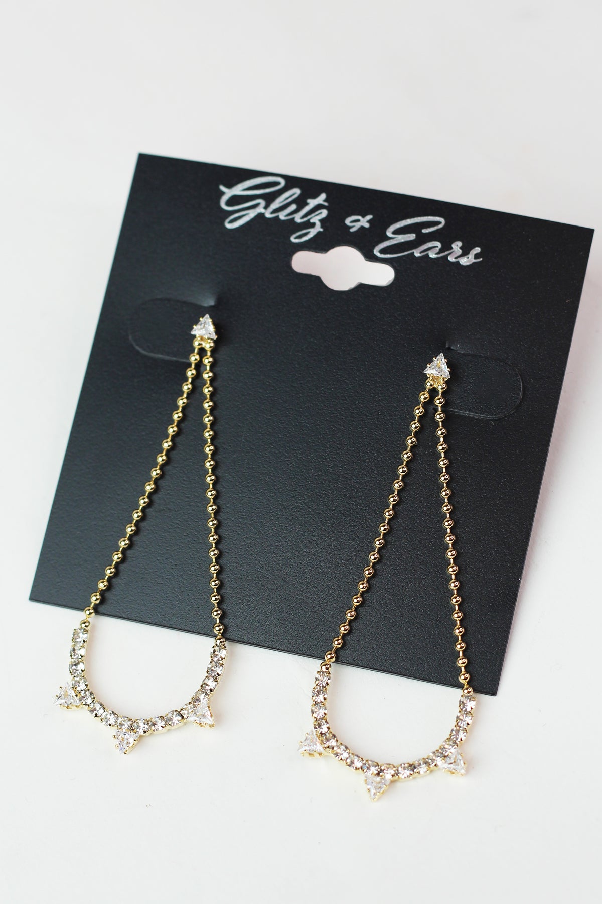 Three Upside Triangle Open Ball Earring