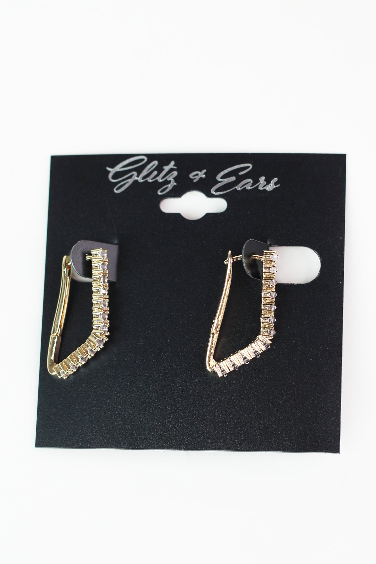 Rhinestone Front Narrow Point Earring
