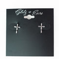 Thin Baguette Cross Small Stud