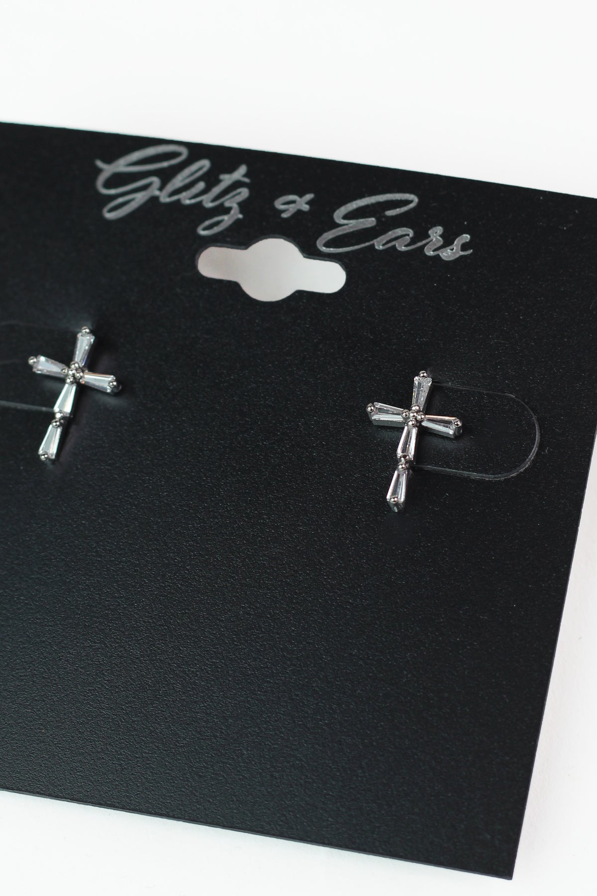 Thin Baguette Cross Small Stud