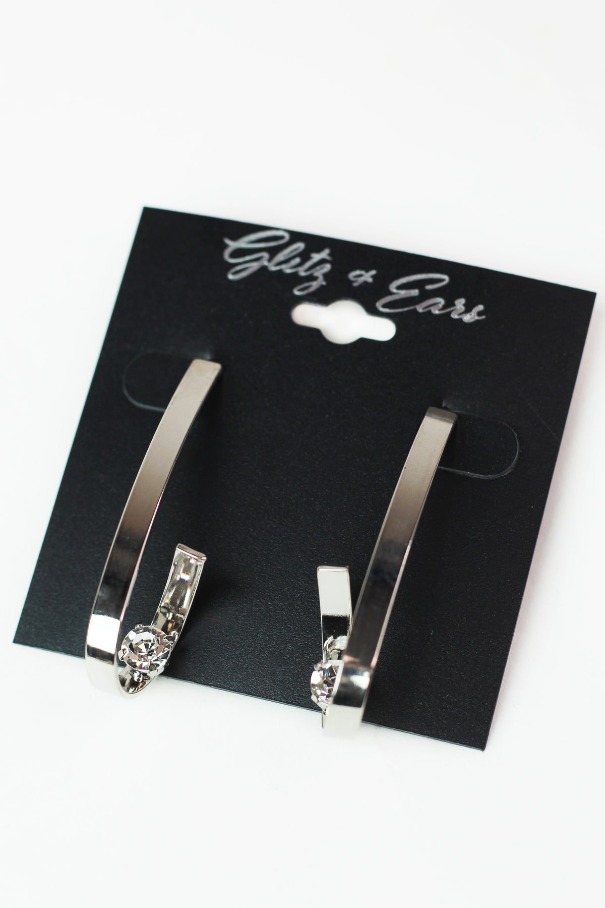 Metal Bar Loop Bottom Circle Stone Earring