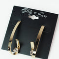 Metal Bar Loop Bottom Circle Stone Earring