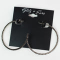 Thin Rhinestone Outside Open Back Medium Hoop