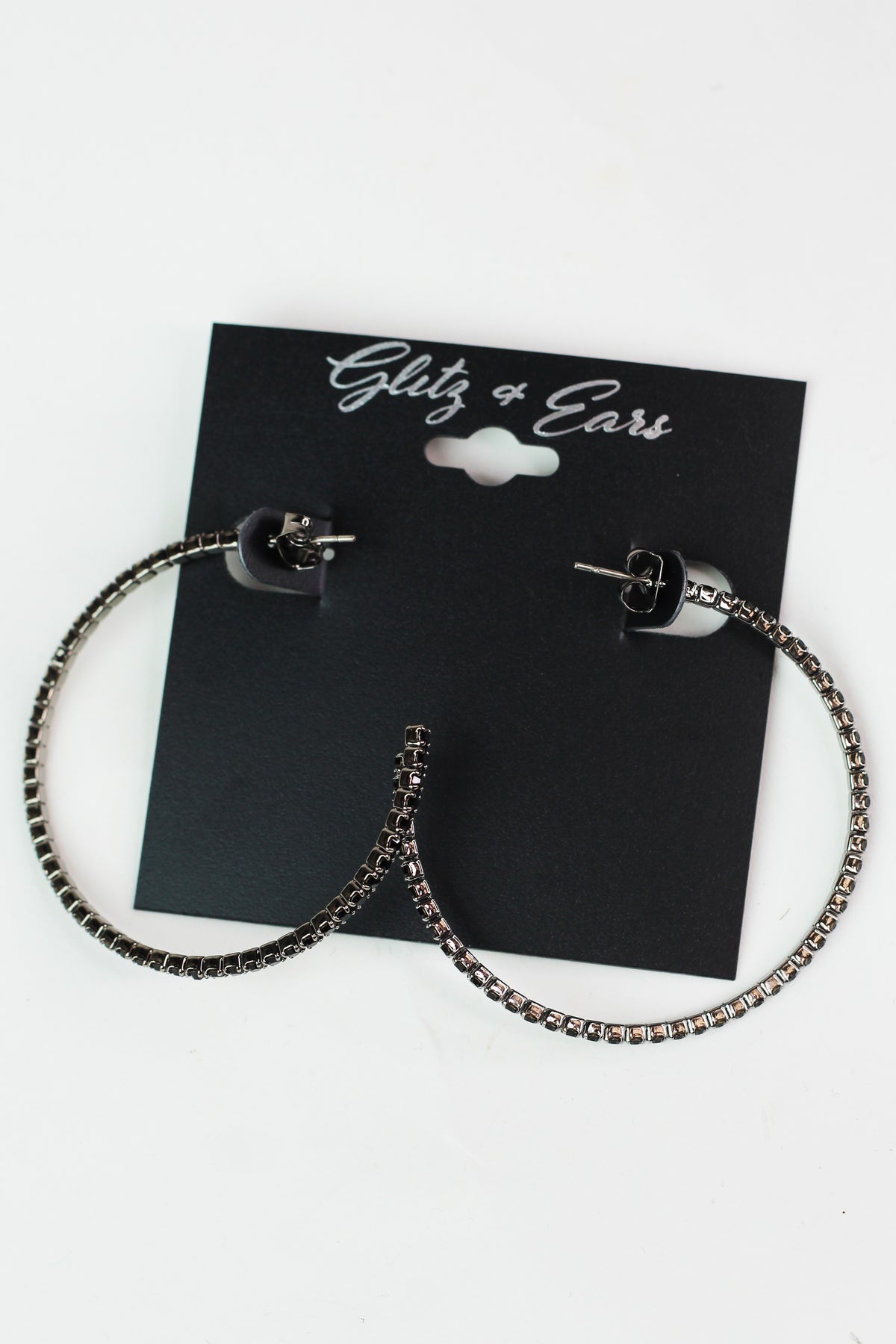 Thin Rhinestone Outside Open Back Medium Hoop